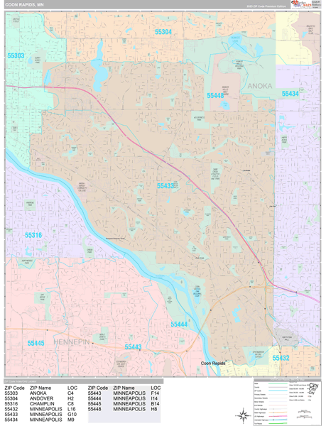 Coon Rapids Wall Map